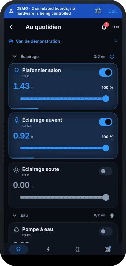 The TinyRail dashboard on a phone